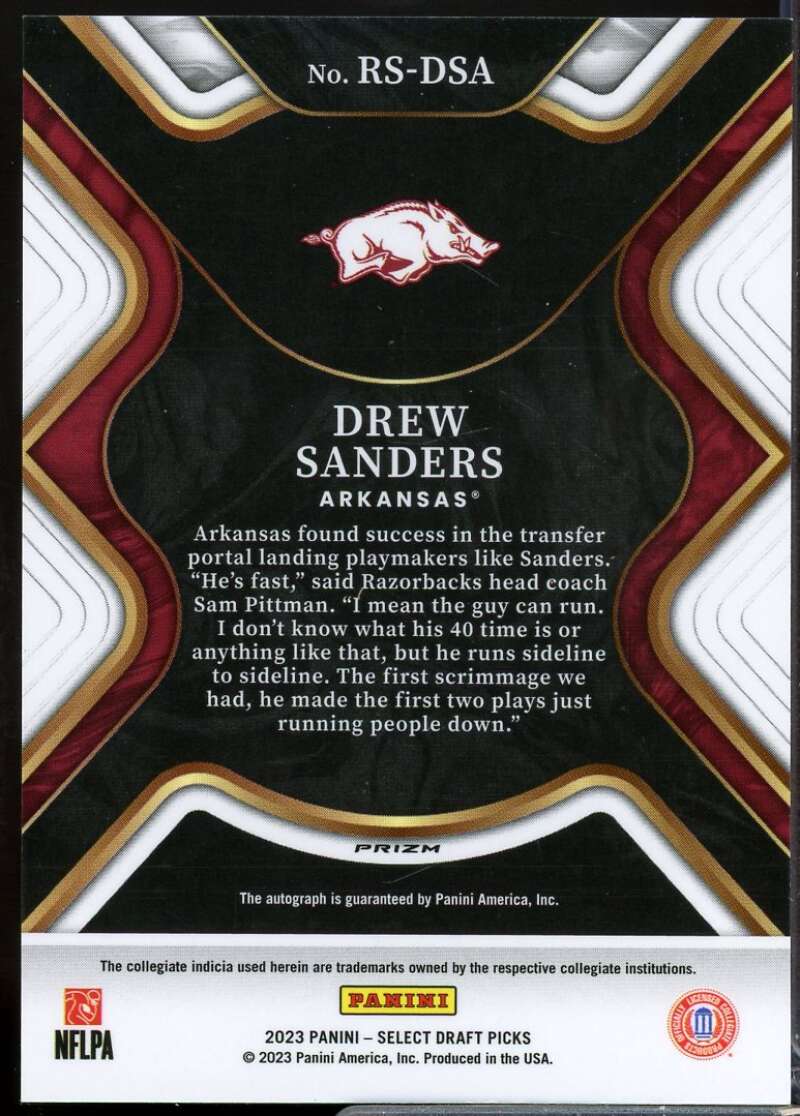 Drew Sanders Rookie Card 2023 Select Draft Picks Rookie Signatures Red #72  Image 2