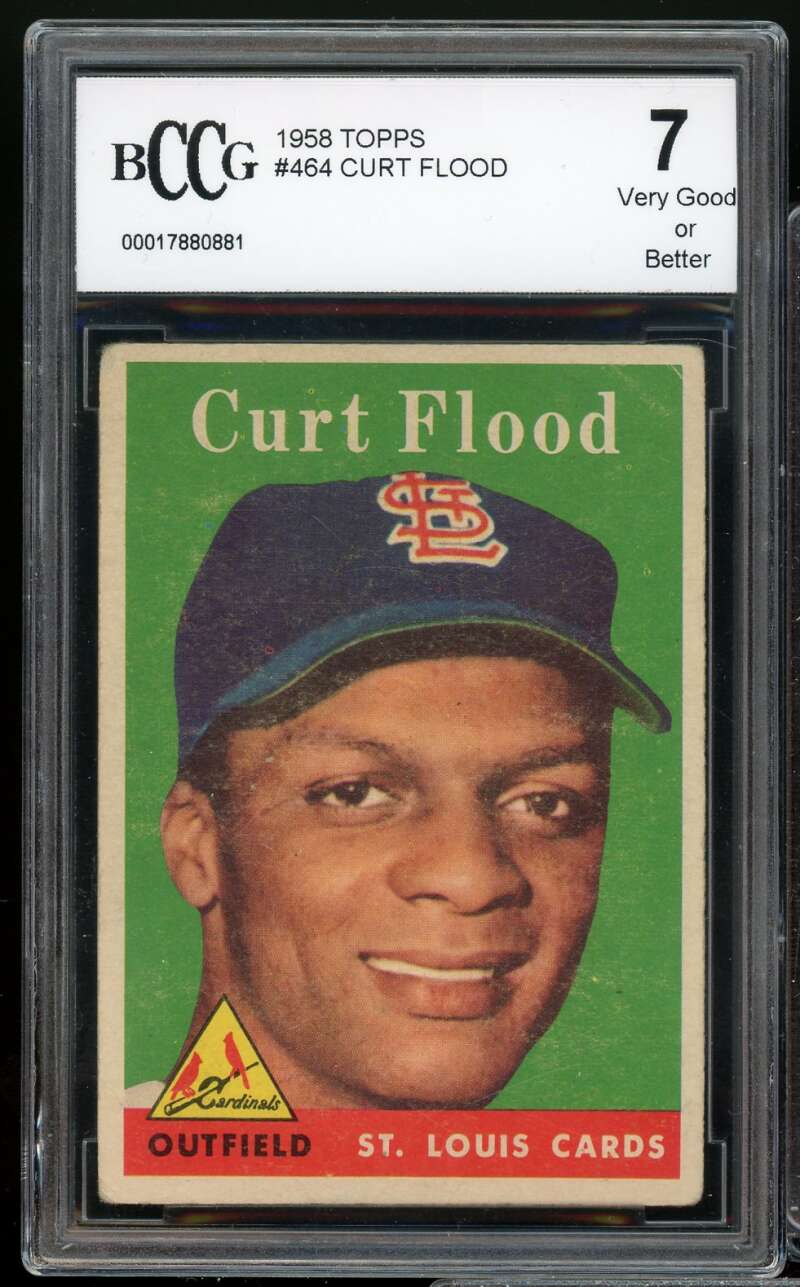 1958 Topps #464 Curt Flood Rookie Card BGS BCCG 7 Very Good+ Image 1