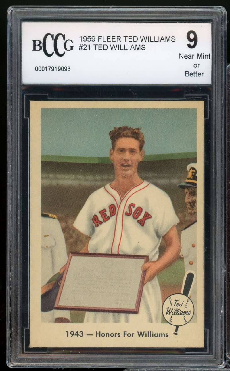 1959 Fleer #21 Ted Williams Card BGS BCCG 9 Near Mint+ Image 1