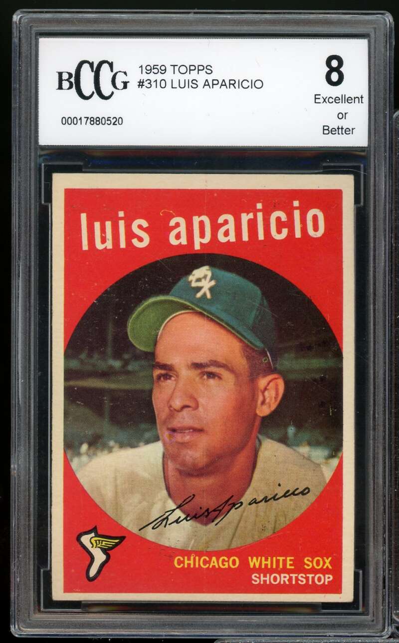 1959 Topps #310 Luis Aparicio Card BGS BCCG 8 Excellent+ Image 1
