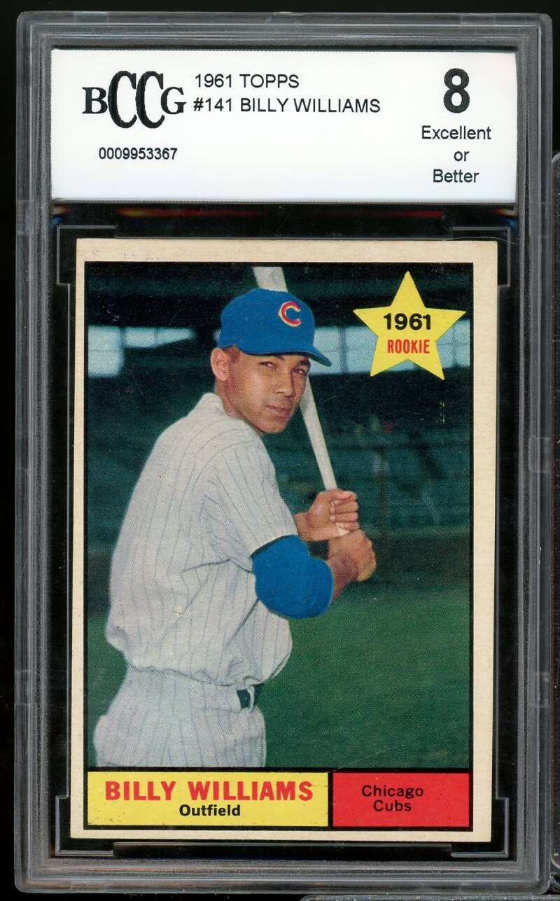 1961 Topps #141 Billy Williams Rookie Card BGS BCCG 8 Excellent+ Image 1