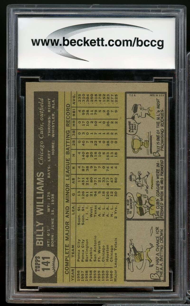 1961 Topps #141 Billy Williams Rookie Card BGS BCCG 8 Excellent+ Image 2