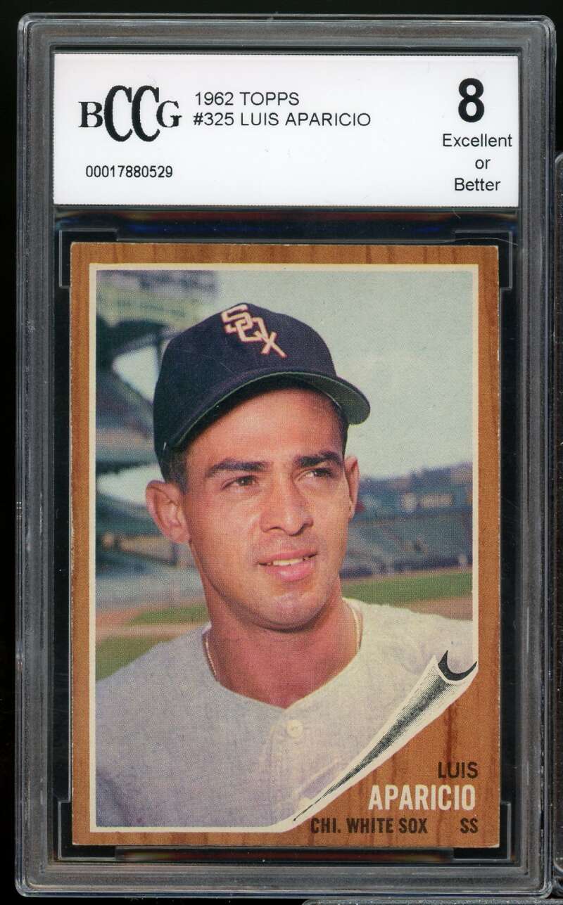 1962 Topps #325 Luis Aparicio Card BGS BCCG 8 Excellent+ Image 1