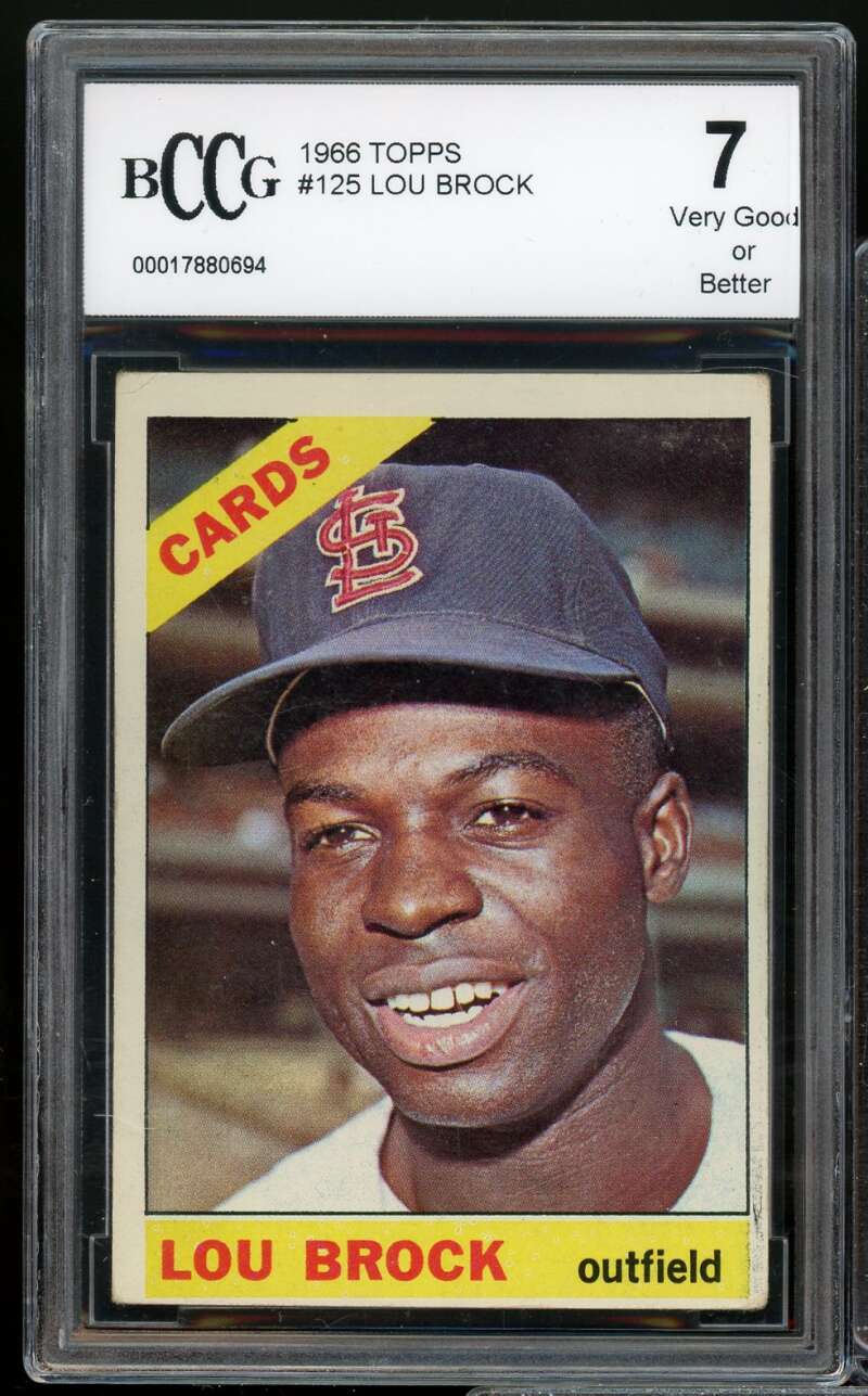 1966 Topps #125 Lou Brock Card BGS BCCG 7 Very Good+ Image 1