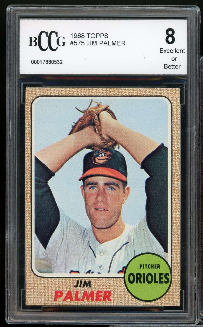 1968 Topps #575 Jim Palmer Card BGS BCCG 8 Excellent+ Image 1
