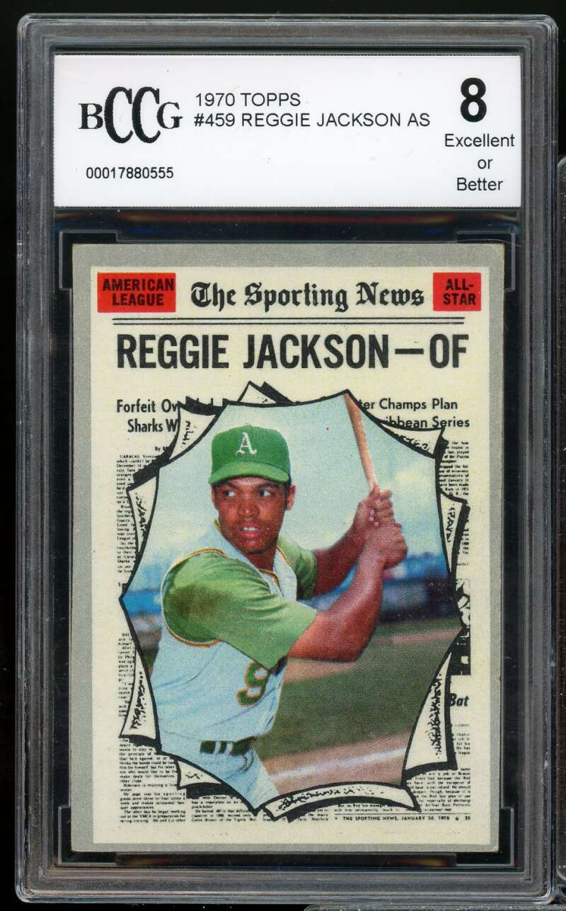 1970 Topps #459 Reggie Jackson Card BGS BCCG 8 Excellent+ Image 1