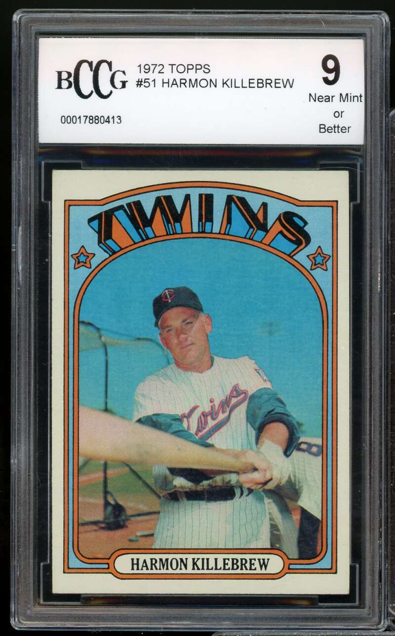 1972 Topps #51 Harmon Killebrew Card BGS BCCG 9 Near Mint+ Image 1