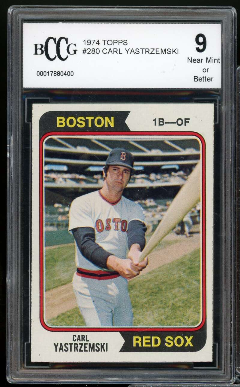 1974 Topps #280 Carl Yastrzemski Card BGS BCCG 9 Near Mint+ Image 1