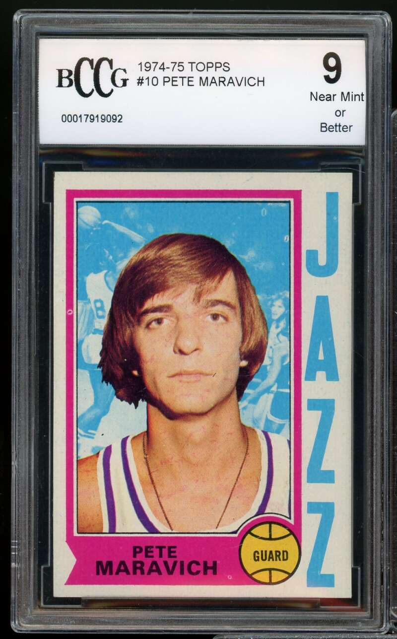 1974-75 Topps #10 Pete Maravich Card BGS BCCG 9 Near Mint+ Image 1