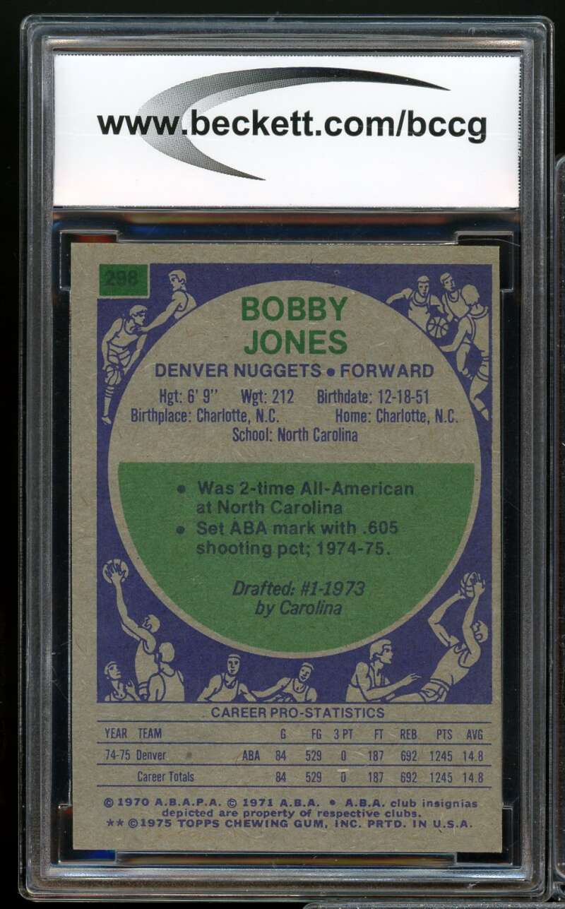 1975-76 Topps #298 Bobby Jones Rookie Card BGS BCCG 9 Near Mint+ Image 2
