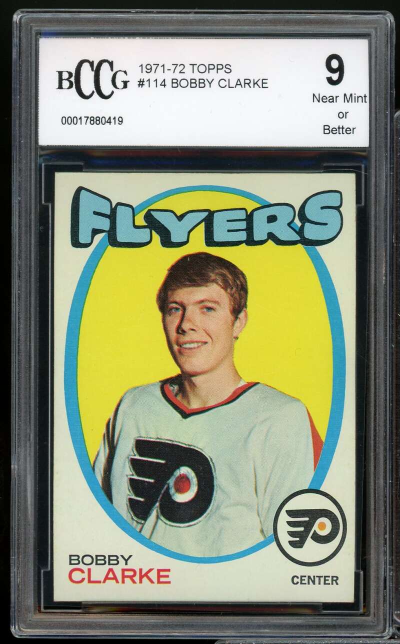 1971-72 Topps #114 Bobby Clarke Card BGS BCCG 9 Near Mint+ Image 1