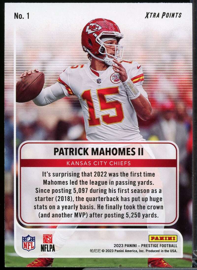 Patrick Mahomes II Card 2023 Prestige For the Record #1  Image 2