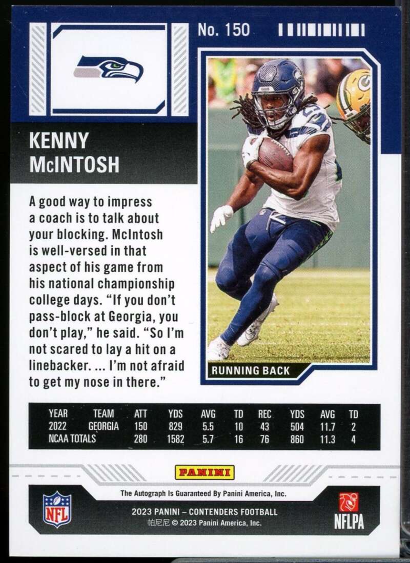 Kenny McIntosh AU Rookie Card 2023 Panini Contenders #150  Image 2