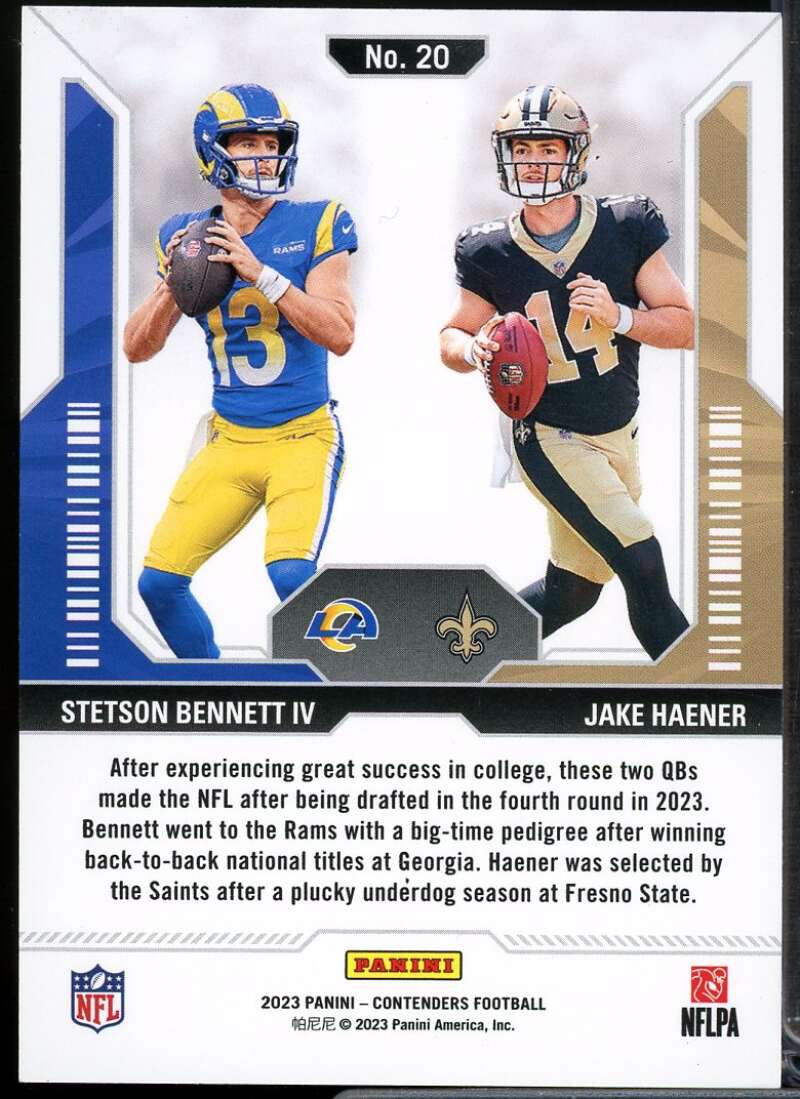 Jake Haener/Stetson Bennett IV Rookie 2023 Panini Contenders Round Numbers #20  Image 2