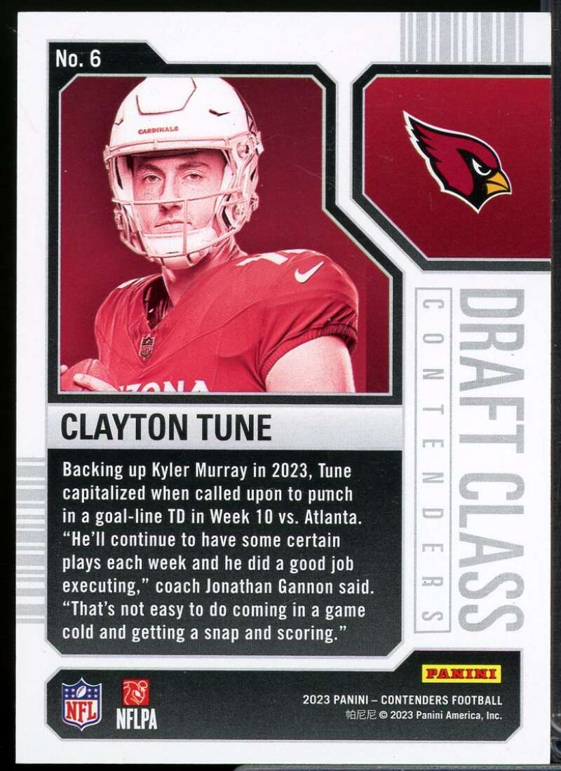 Clayton Tune Rookie 2023 Panini Contenders Draft Class Contenders Bronze #6  Image 2