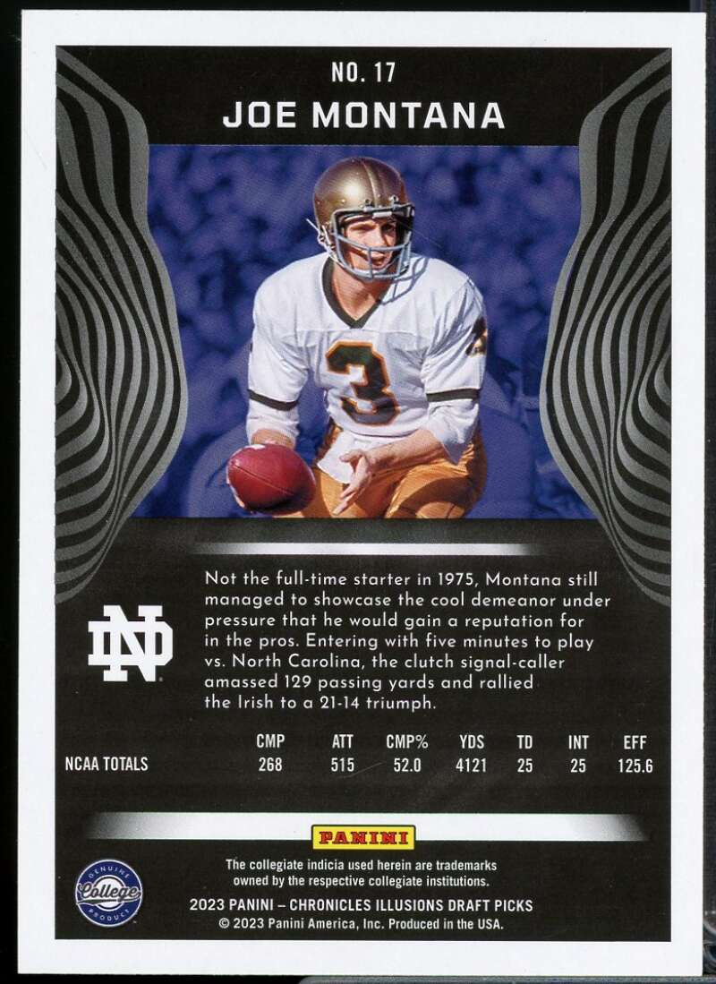 Joe Montana Card 2023 Panini Chronicles Draft Picks Illusions #17  Image 2