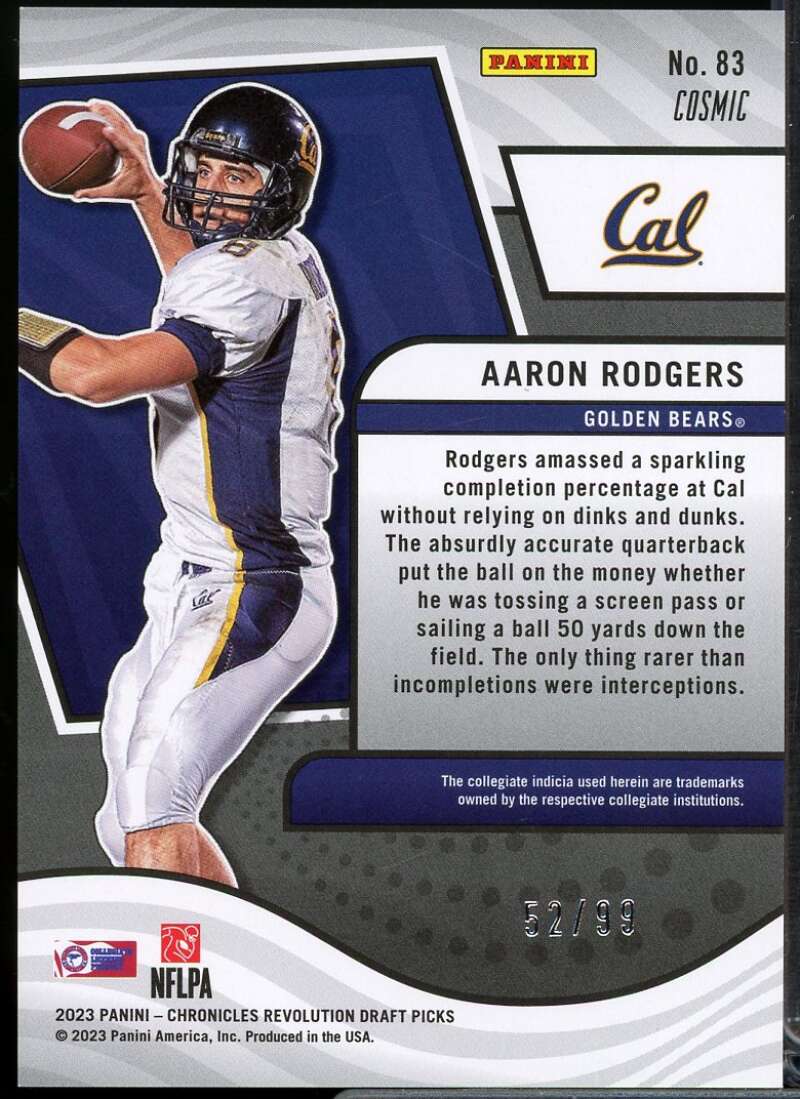 Aaron Rodgers Card 2023 Panini Chronicles Draft Picks Revolution Cosmic #83  Image 2