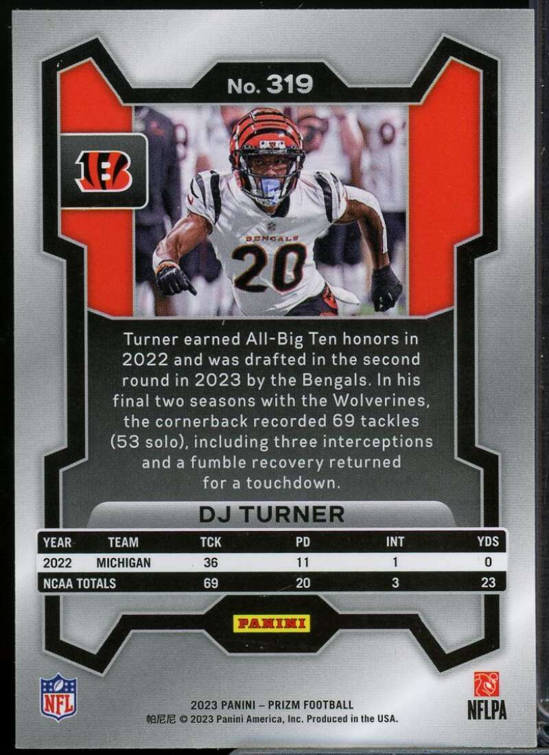 DJ Turner Rookie Card 2023 Panini Prizm #319  Image 2