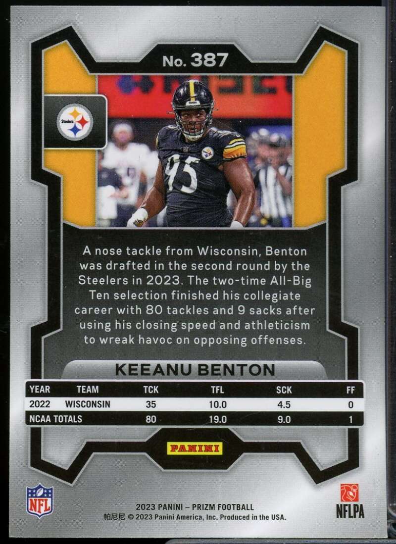 Keeanu Benton Rookie Card 2023 Panini Prizm #387  Image 2