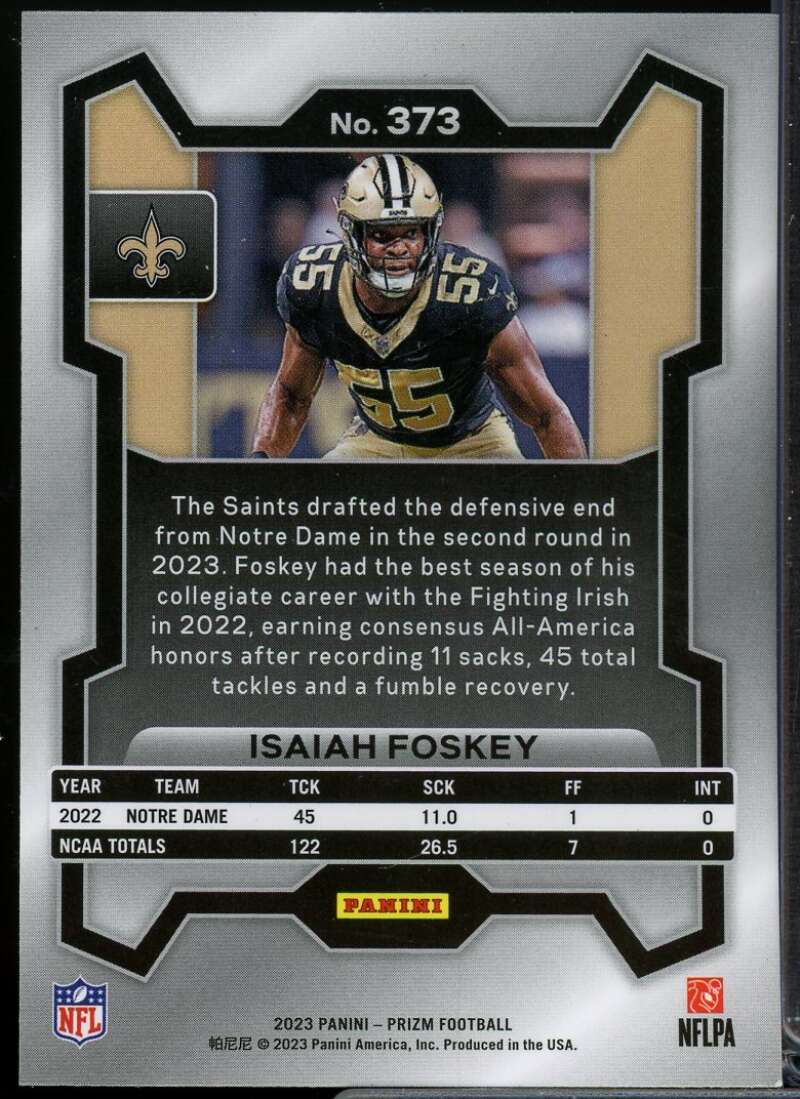 Isaiah Foskey Rookie Card 2023 Panini Prizm #373  Image 2
