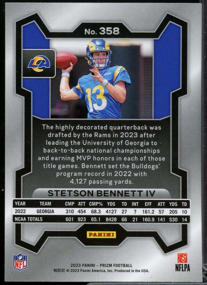 Stetson Bennett IV Rookie Card 2023 Panini Prizm #358  Image 2