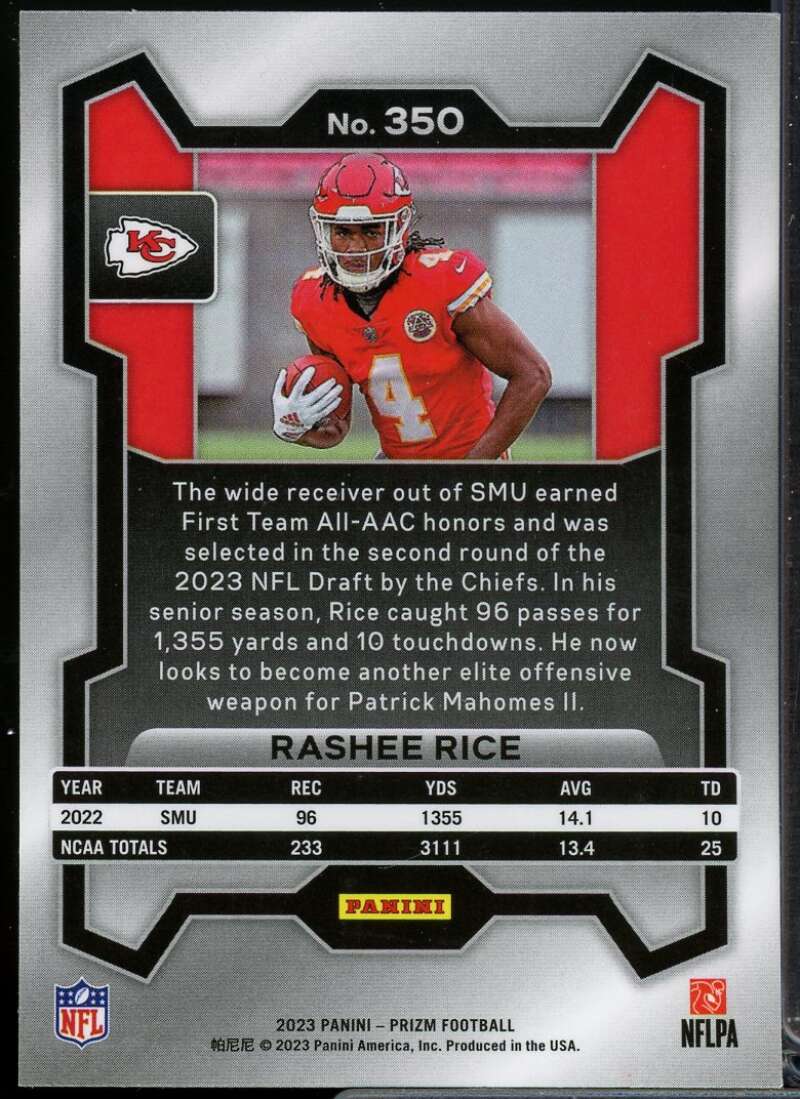 Rashee Rice Rookie Card 2023 Panini Prizm #350  Image 2