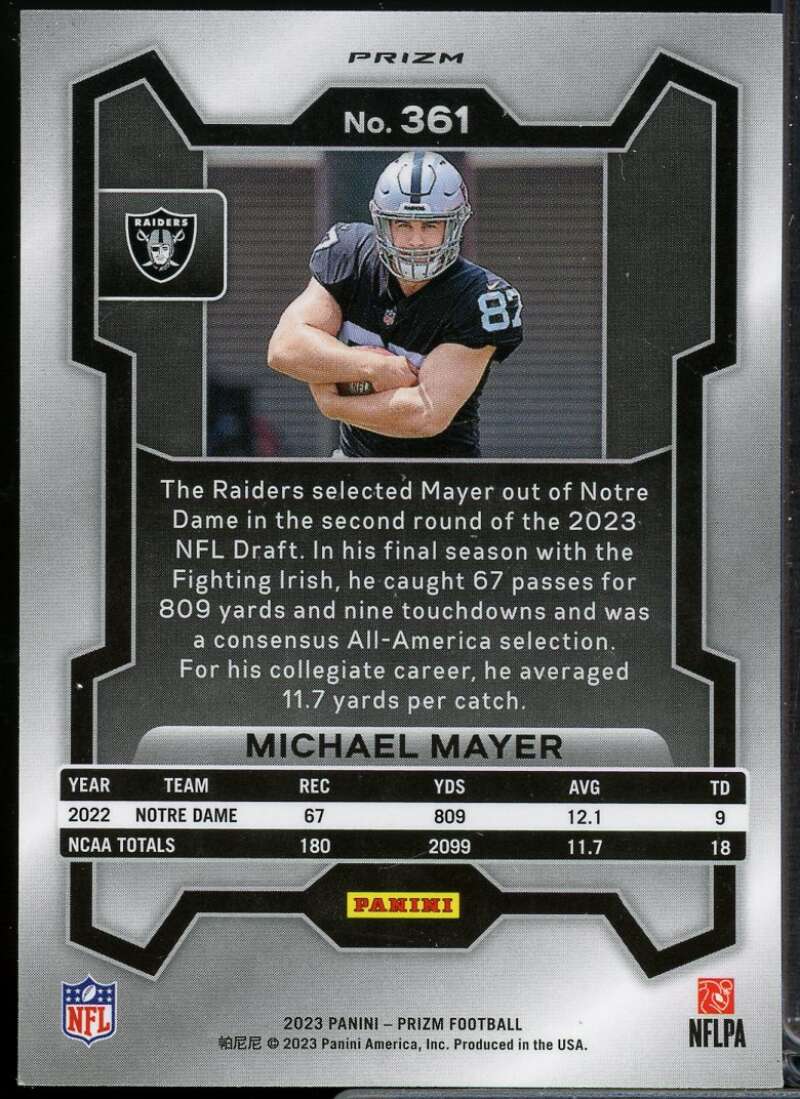 Michael Mayer Rookie Card 2023 Panini Prizm Prizms Neon Green Pulsar #361  Image 2