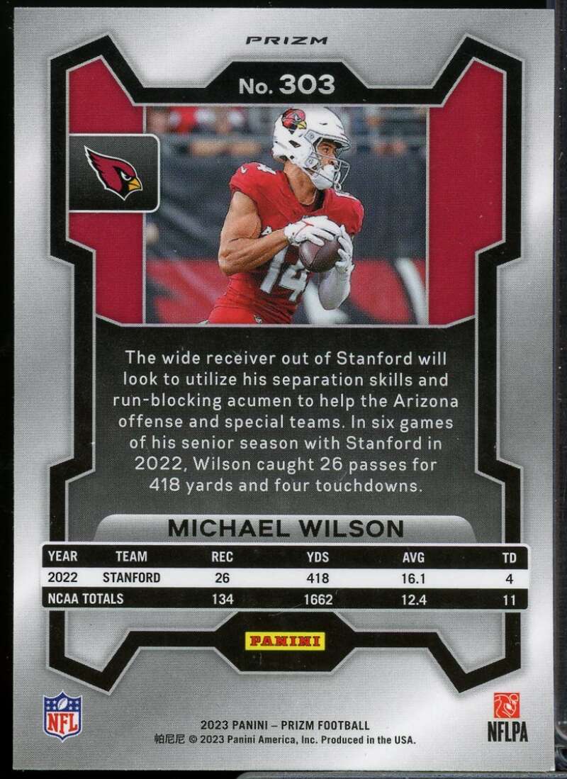 Michael Wilson Rookie Card 2023 Panini Prizm Prizms Neon Green Pulsar #303  Image 2