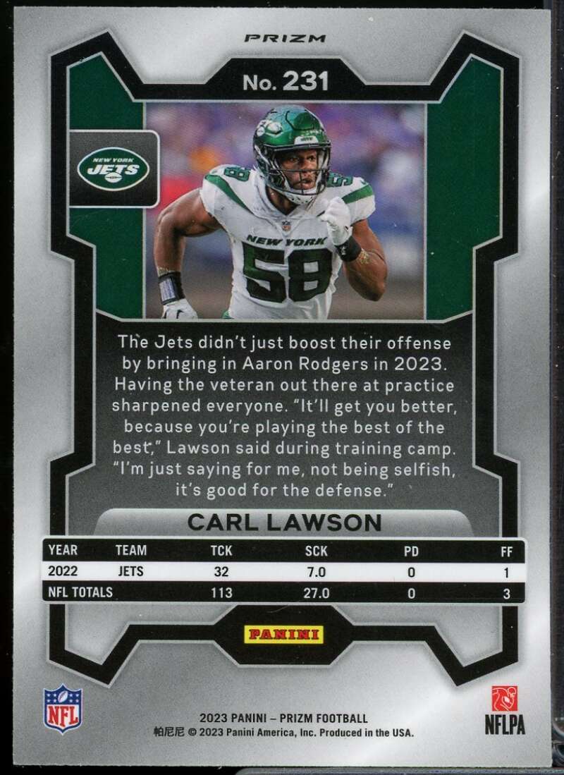 Carl Lawson Card 2023 Panini Prizm Prizms Neon Green Pulsar #231  Image 2