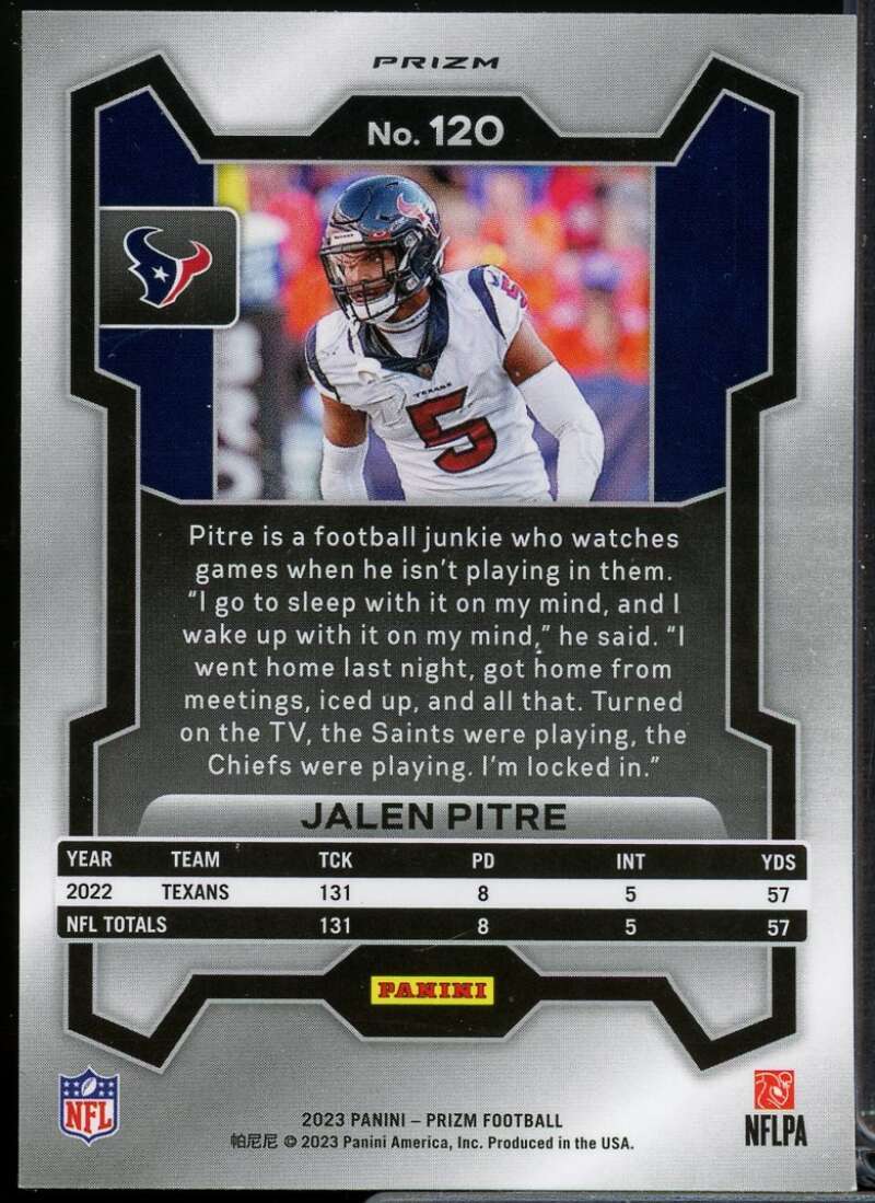 Jalen Pitre Card 2023 Panini Prizm Prizms Orange Lazer #120  Image 2