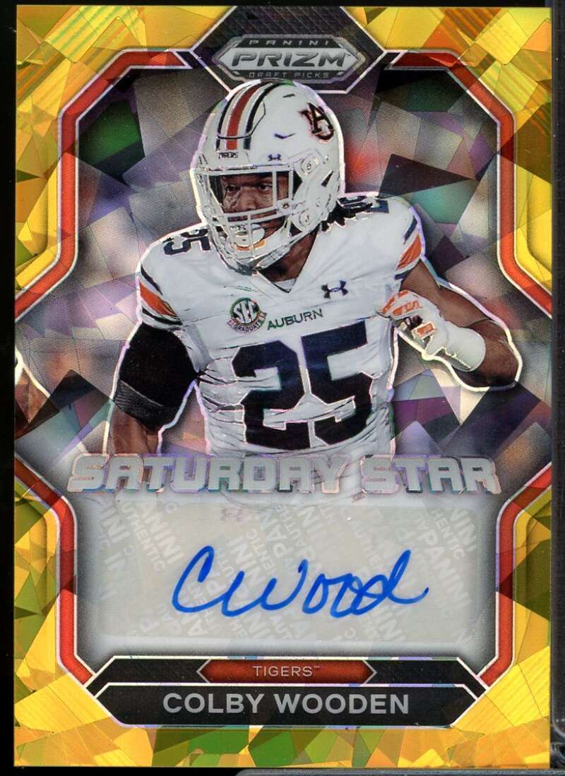 Colby Wooden 2023 Panini Prizm Draft Picks Saturday Star Signatures Gold Ice #37  Image 1