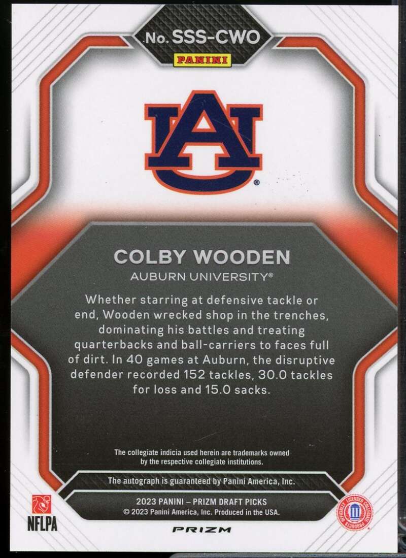 Colby Wooden 2023 Panini Prizm Draft Picks Saturday Star Signatures Gold Ice #37  Image 2
