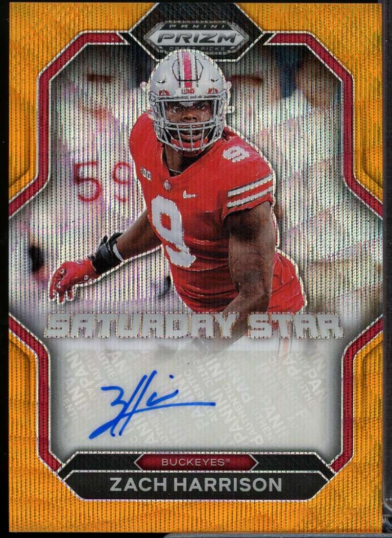 Zach Harrison 2023 Prizm Draft Picks Saturday Star Signatures Orange Wave #44  Image 1