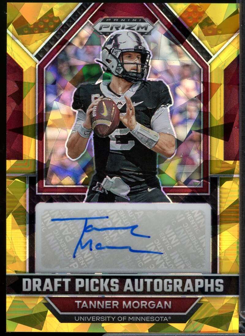 Tanner Morgan 2023 Panini Prizm Draft Picks Draft Picks Autographs Gold Ice #8  Image 1