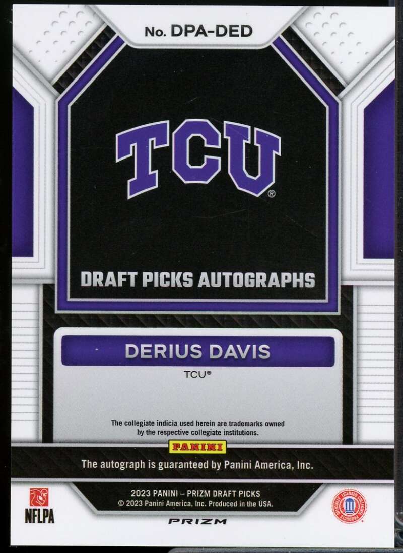 Derius Davis 2023 Panini Prizm Draft Picks Draft Picks Autographs Green #22  Image 2