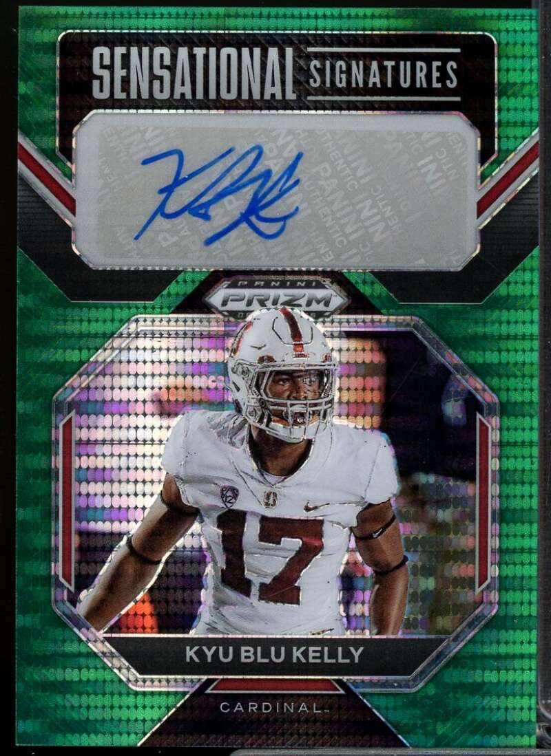 Kyu Blu Kelly 2023 Prizm Draft Picks Sensational Signatures Green Pulsar #33  Image 1