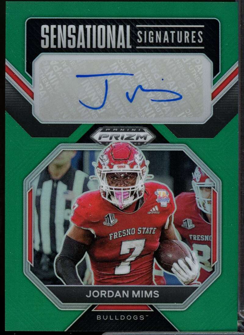 Jordan Mims Card 2023 Panini Prizm Draft Picks Sensational Signatures Green #75  Image 1