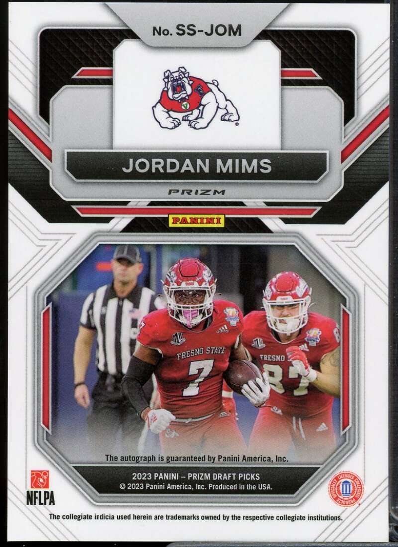 Jordan Mims Card 2023 Panini Prizm Draft Picks Sensational Signatures Green #75  Image 2