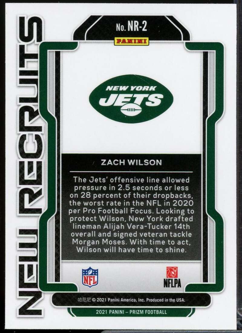 Zach Wilson Rookie Card 2021 Panini Prizm New Recruits #2  Image 2