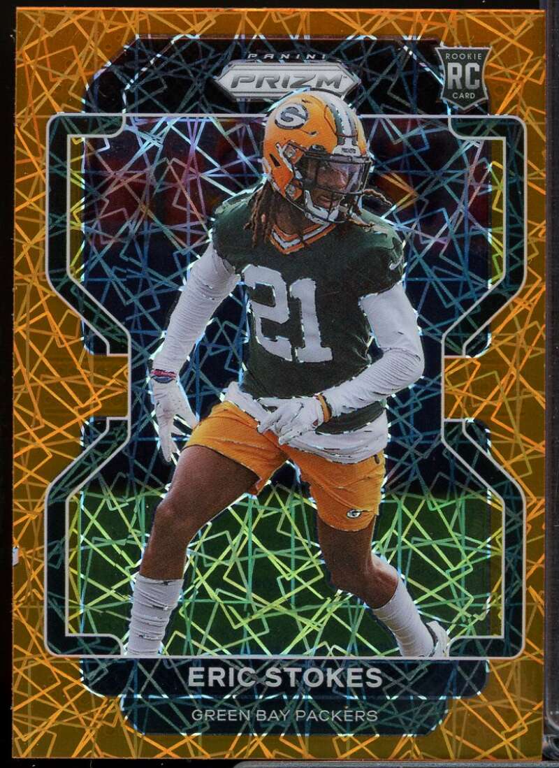 Eric Stokes Rookie Card 2021 Panini Prizm Prizms Lazer #433  Image 1