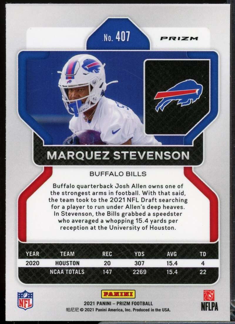 Marquez Stevenson Rookie Card 2021 Panini Prizm Prizms Lazer #407  Image 2