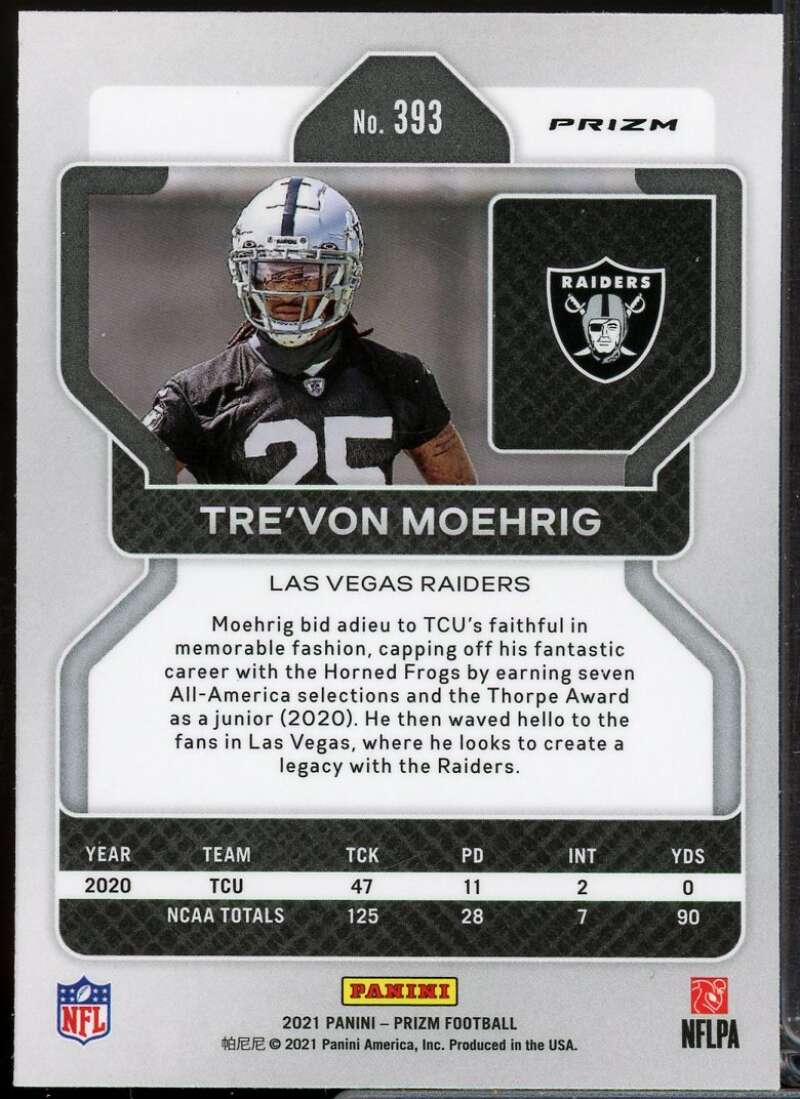 Tre'von Moehrig Rookie Card 2021 Panini Prizm Prizms Neon Green Pulsar #393  Image 2