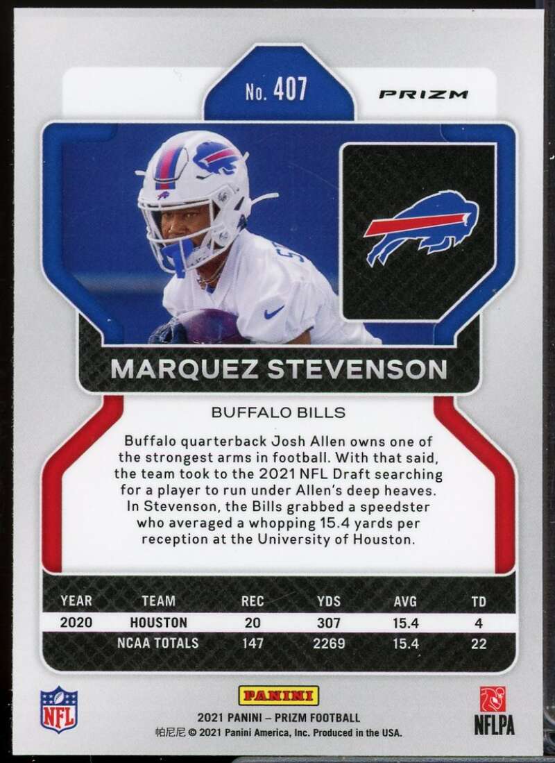 Marquez Stevenson Rookie Card 2021 Panini Prizm Prizms Green #407  Image 2