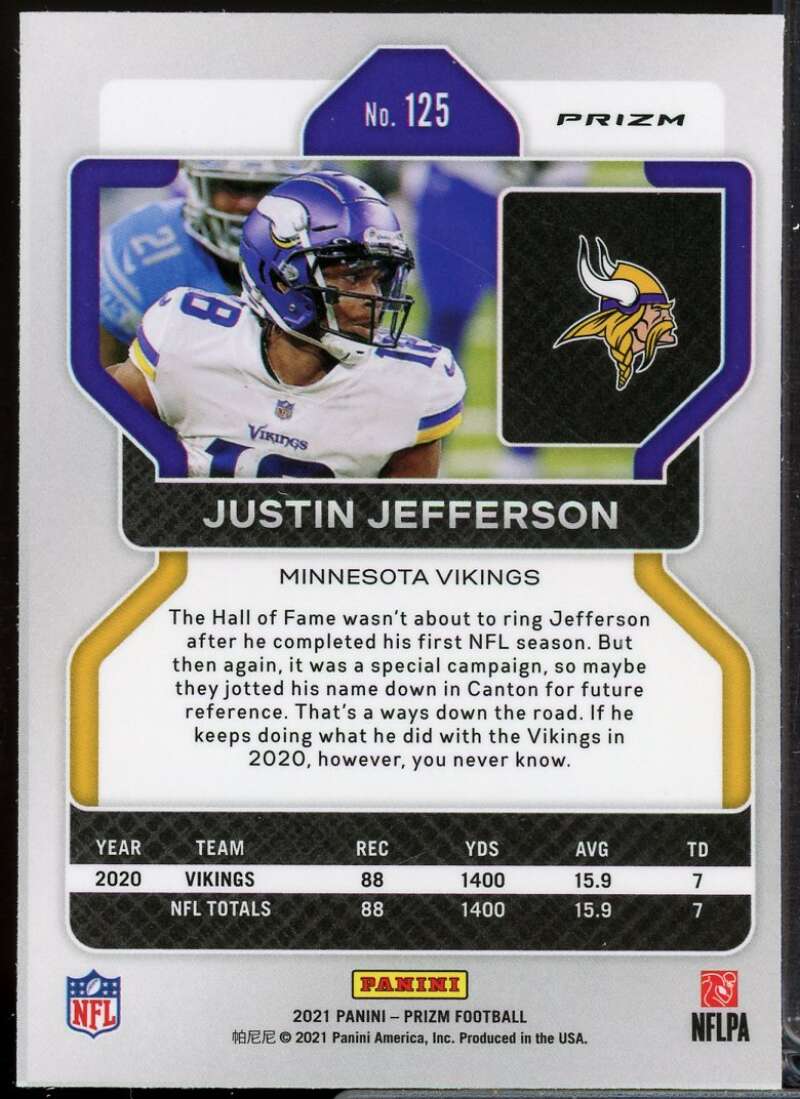 Justin Jefferson Card 2021 Panini Prizm Prizms Pink #125  Image 2