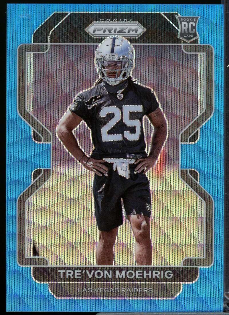 Tre'von Moehrig Rookie Card 2021 Panini Prizm Prizms Blue Wave #393  Image 1