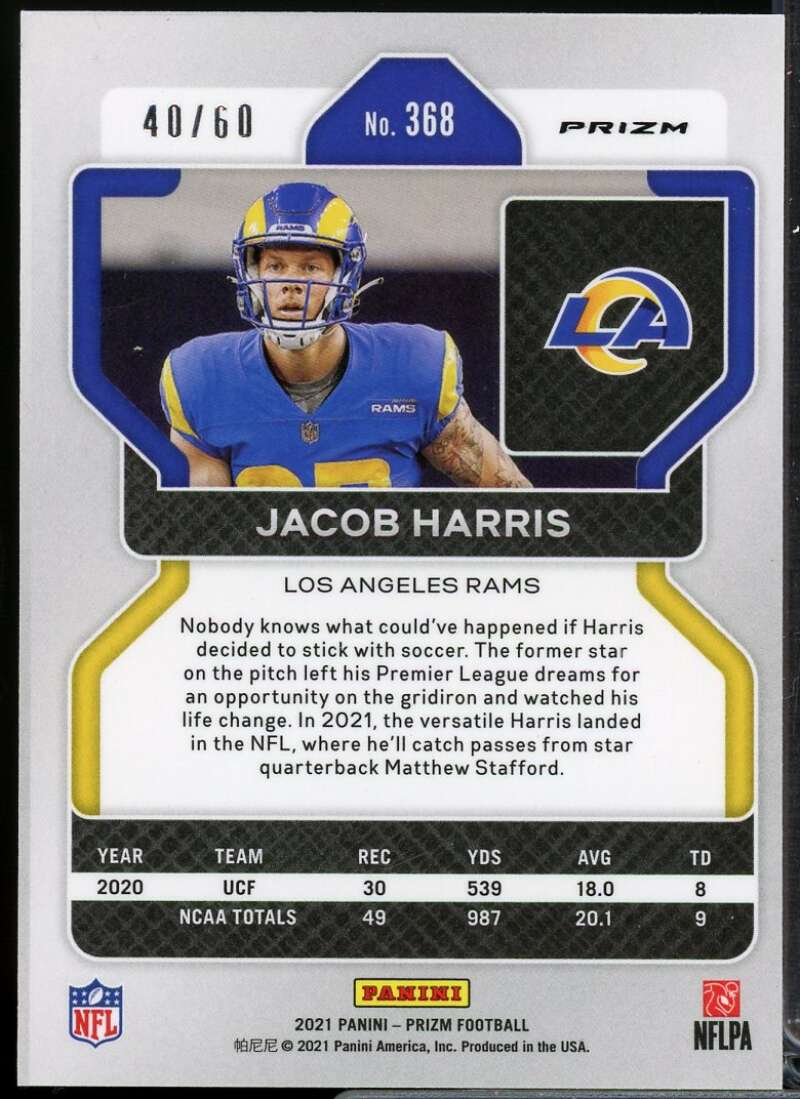 Jacob Harris Rookie Card 2021 Panini Prizm Prizms Orange Wave #368  Image 2