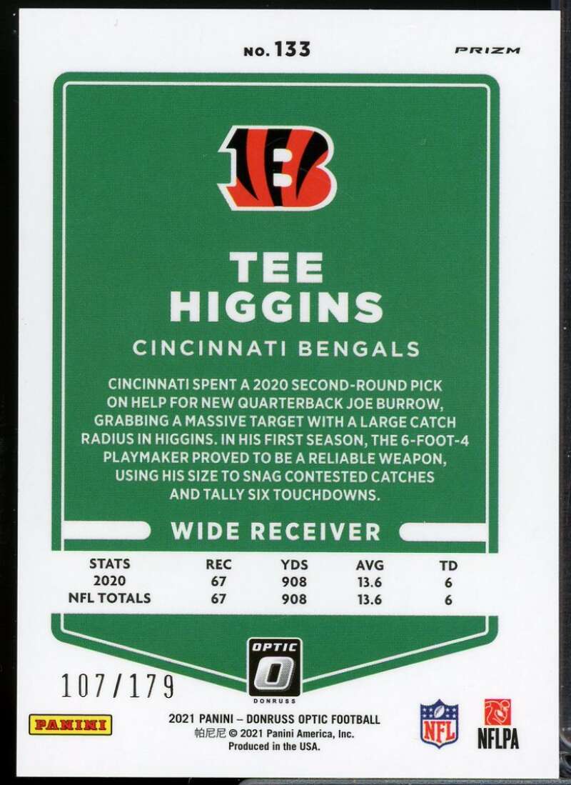 Tee Higgins Card 2021 Donruss Optic Blue #133  Image 2