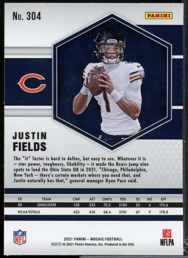 Justin Fields Rookie Card 2021 Panini Mosaic #304  Image 2