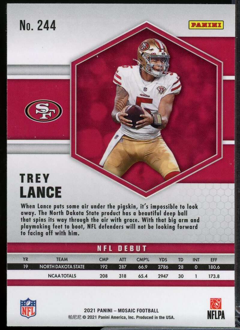 Trey Lance DEB Rookie Card 2021 Panini Mosaic #244  Image 2