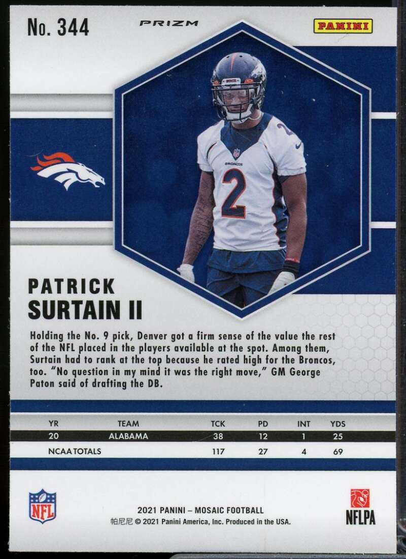 Patrick Surtain II Card 2021 Panini Mosaic Mosaic #344  Image 2